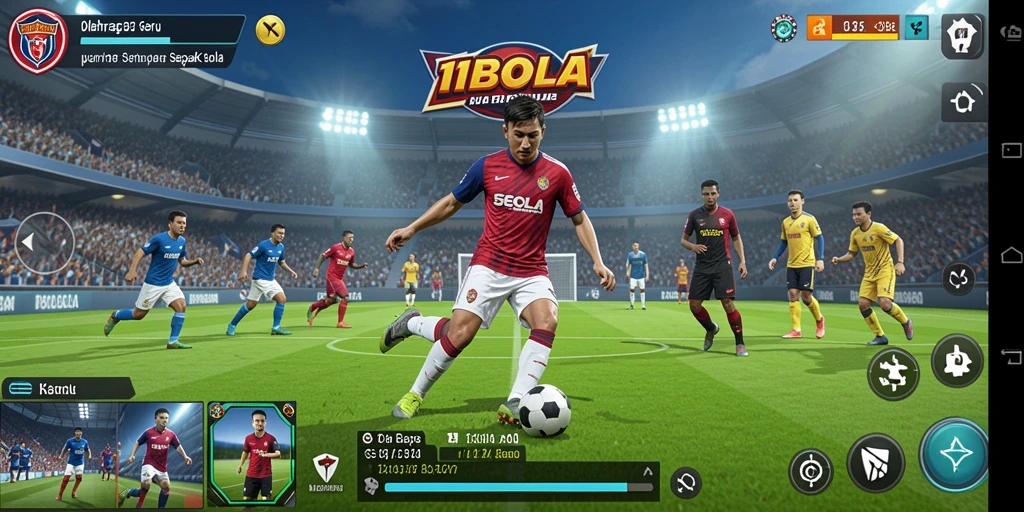 Tampilan menarik gameplay 11BOLA dengan aksi sepak bola real-time.