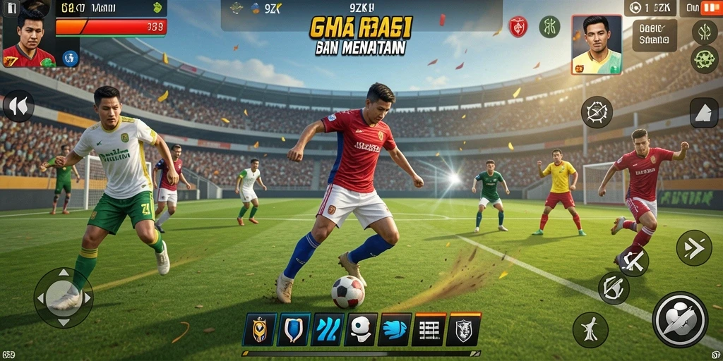 Screenshot gameplay 9ZK menunjukkan aksi seru dalam pertandingan olahraga.