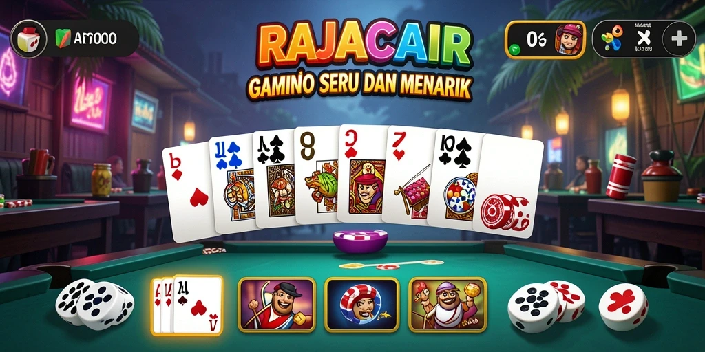 Tampilan gameplay seru dan interaktif dalam game domino RAJACAIR.