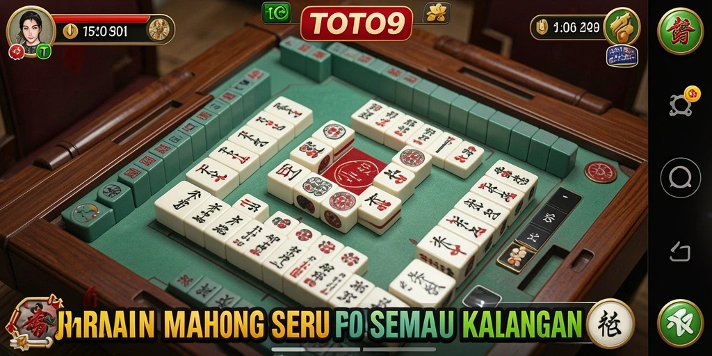 Screenshot gameplay TOTO9 yang menampilkan keseruan permainan Mahjong.